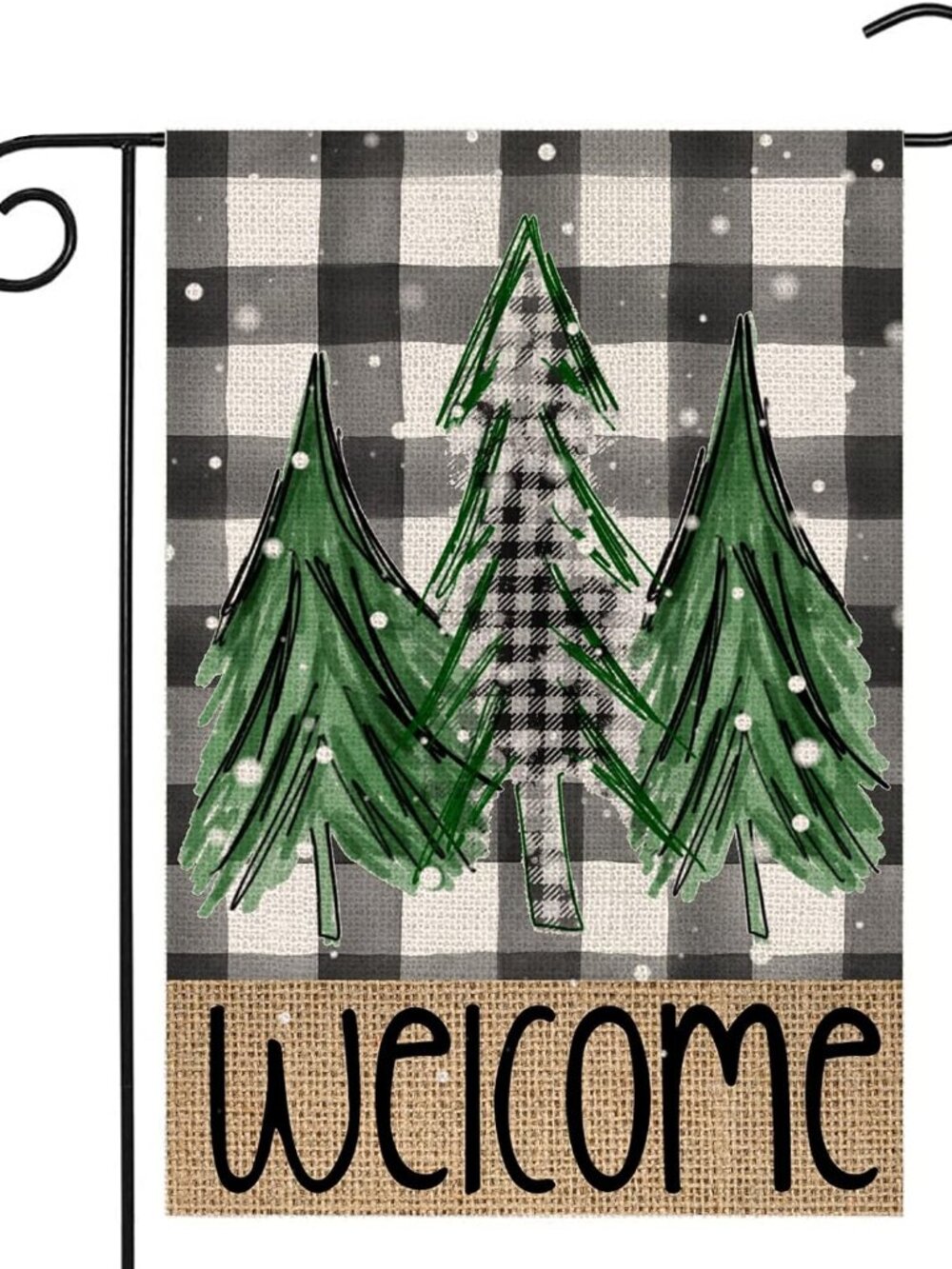 Welcome Christmas Trees Winter Garden Flag 12 x 18 Inch Vertical Double Sided Bu